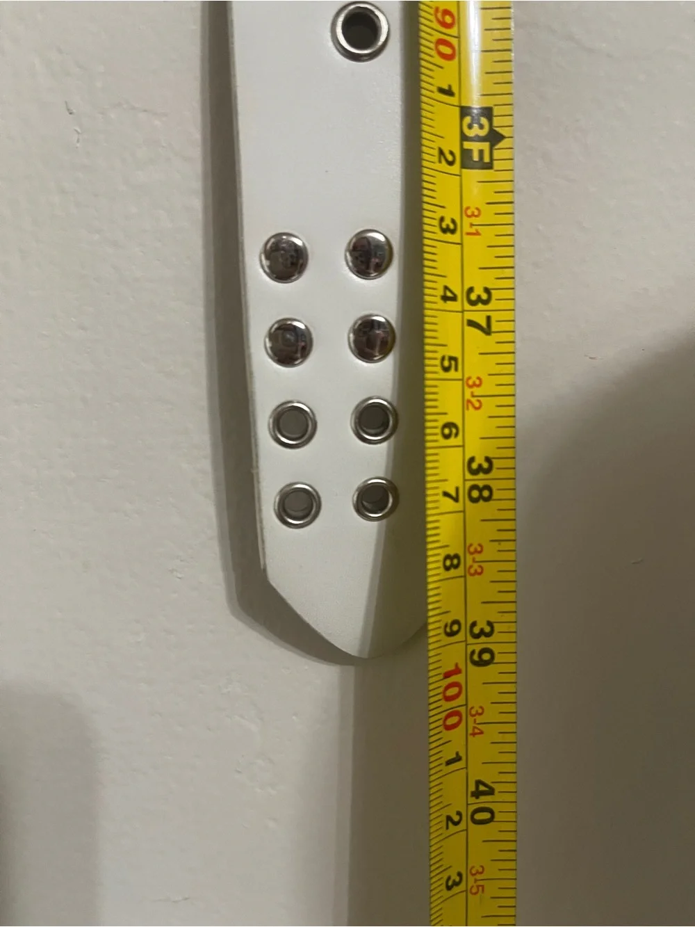 White Studded Double Grommet Belt with Silver Buckle